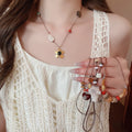 Ethnic Style Resin Heart Flower Pendant Necklace With Wood And Crystal Beads For Women view 1