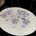 Copper Zircon Butterfly Waterdrop Tassel Ear Hook Necklace Jewelry Set Light Luxury Collarbone Style view 3