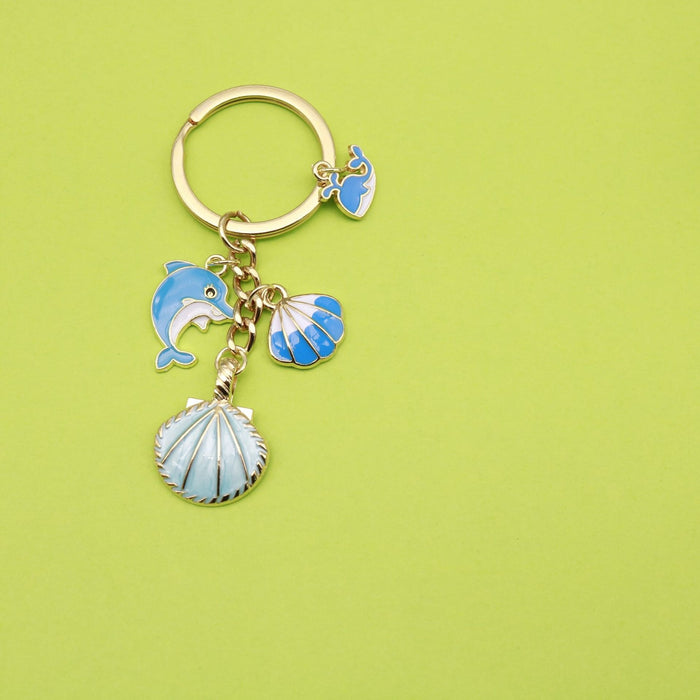 Zinc Alloy Enamel Shell Starfish Keychain Pearl Bag Charm