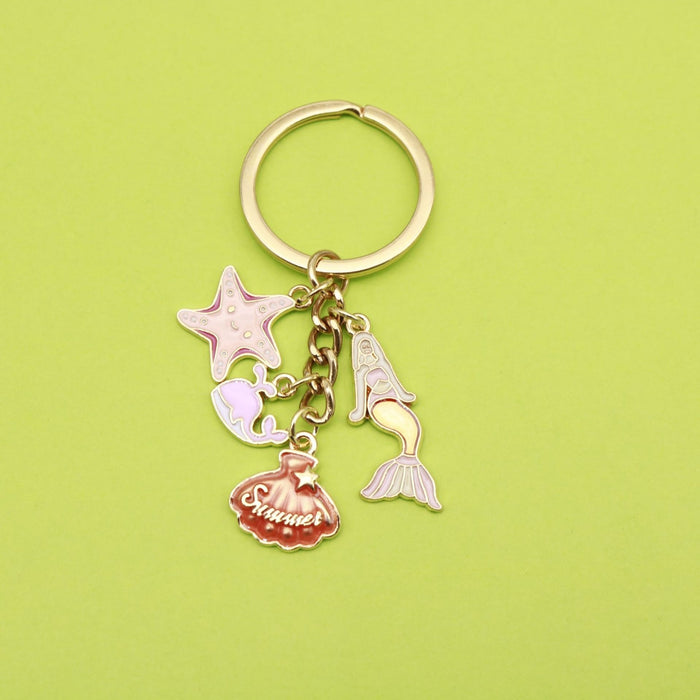 Metal Starfish Keychain Beach Car Charm
