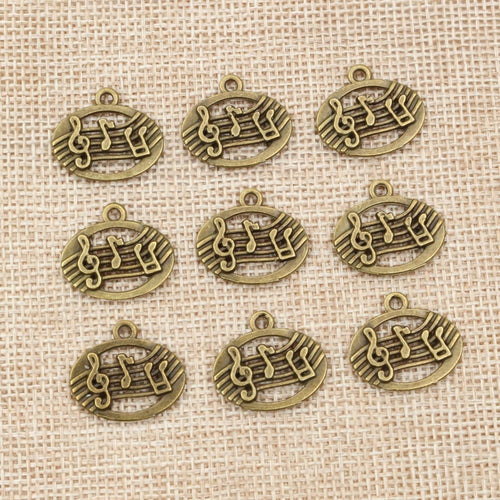 Alloy Music Note Charm Pendant For DIY Jewelry Accessories Necklace Bracelet 20x17mm 1.2g