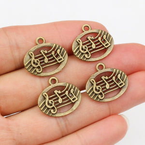 Alloy Music Note Charm Pendant For DIY Jewelry Accessories Necklace Bracelet 20x17mm 1.2g