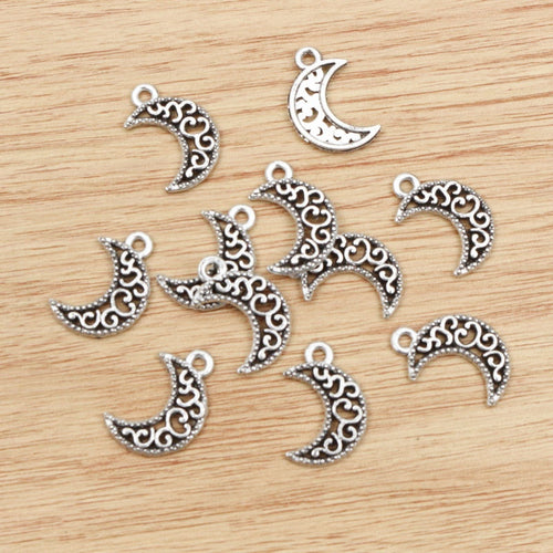 Alloy Moon Mini Charm Pendant For DIY Jewelry Accessories Necklace Bracelet Making 18x12mm 0.7g