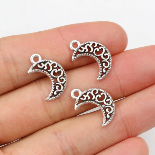 Alloy Moon Mini Charm Pendant For DIY Jewelry Accessories Necklace Bracelet Making 18x12mm 0.7g
