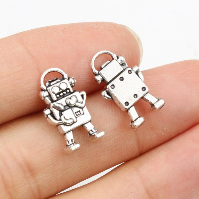 Alloy Robot Pendant Charm For DIY Jewelry Accessories Necklace Bracelet 17x10mm 1.5g