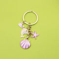 Zinc Alloy Shell Pearl Flower Keychain Bag Charm Gift view 1