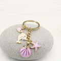 Zinc Alloy Shell Pearl Flower Keychain Bag Charm Gift view 3