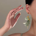Vacation Style Fabric Mesh Flower Tassel Drop Earrings With Silver Needle Light Luxury Design view 3