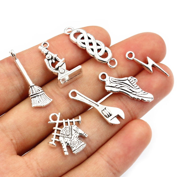 Alloy Wrench Broom Shoe Mini Charms For DIY Necklace Bracelet Pendant Jewelry Accessories