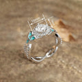Women's Bridal Triangle Enamel Ring With Sparkling Zircon, Luxury Statement Jewelry view 4