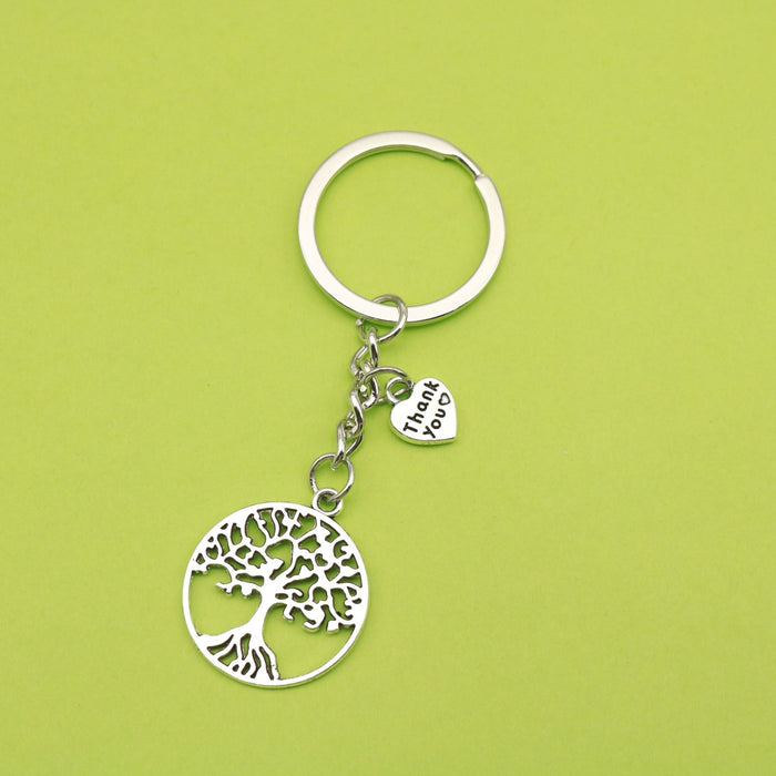 Zinc Alloy Heart Tree Of Life Keychain For Family Gift