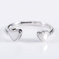Silver Tone Open Heart Opal Look Ring Costume Jewelry view 5
