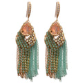 Vintage Ethnic Copper Zircon Teardrop Multilayer Chain Tassel Hook Earrings For Women view 5