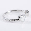 Silver Tone Open Heart Opal Look Ring Costume Jewelry view 3