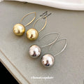 Minimalist Copper Metal Painted Round Textured Pendant Drop Earrings With Geometric Design view 4