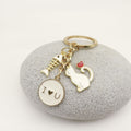Metal Cute Cat Fish Bone Keychain Couple Gift view 3