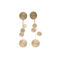 Metal Geometric Round Textured Tassel Drop Earrings With Silver Pins, Minimalist Western Style view 5