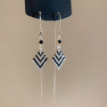 Light Luxury Alloy Rhinestone Rhombus Pendant Thread Drop Earrings For Women view 4