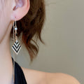 Light Luxury Alloy Rhinestone Rhombus Pendant Thread Drop Earrings For Women view 3