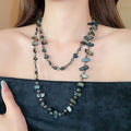 Irregular Shell Crystal Beaded Layered Sweater Necklace Vintage Ethnic Geometric Jewelry view 3