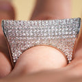 Irregular Full Zircon Ring For Women, Luxury Floral Design Statement Dress Finger Jewelry view 2