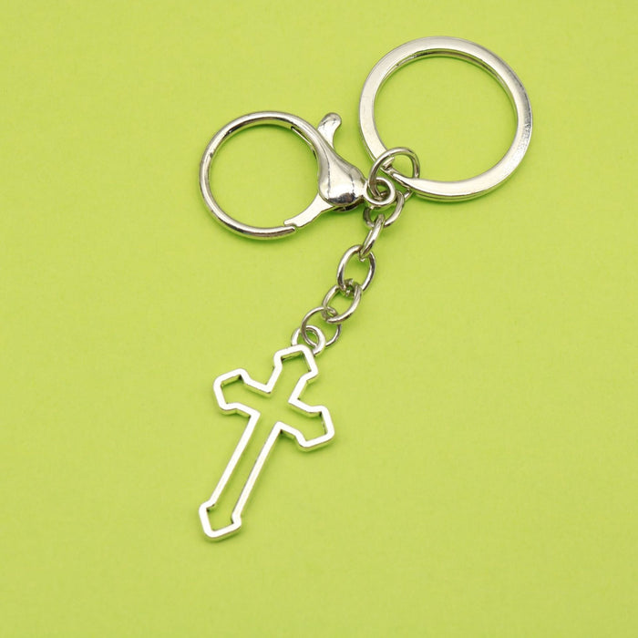 Metal Hollow Cross Keychain Backpack Charm