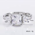 Silver Tone Princess Cut Crystal Three Stone Pavé Ring view 5