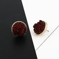 Gold Tone Round Crystal Cluster Stud Earrings in Four Deep Color Options view 3