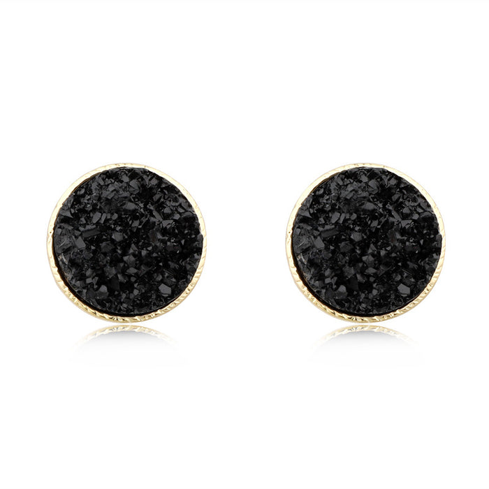 Gold Tone Round Crystal Cluster Stud Earrings in Four Deep Color Options