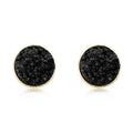Gold Tone Round Crystal Cluster Stud Earrings in Four Deep Color Options view 7