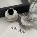 European Style Copper Geometric Round Irregular Striped Ear Cuff Earrings For Women view 3