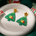Glitter Acrylic Christmas Tree Star Dangle Festive Party Statement Earrings view 4