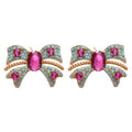 Copper Oval Zircon Bow Stud Earrings Vintage Court Style Elegant Light Luxury Ear Jewelry view 5