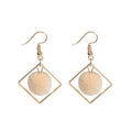 Seven Color Pom Pom Gold Tone Square Frame Dangle Earrings view 7