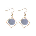 Seven Color Pom Pom Gold Tone Square Frame Dangle Earrings view 4