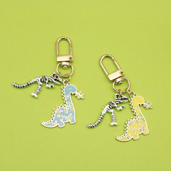 Zinc Alloy Blue Dinosaur Keychain Car Bag Charm
