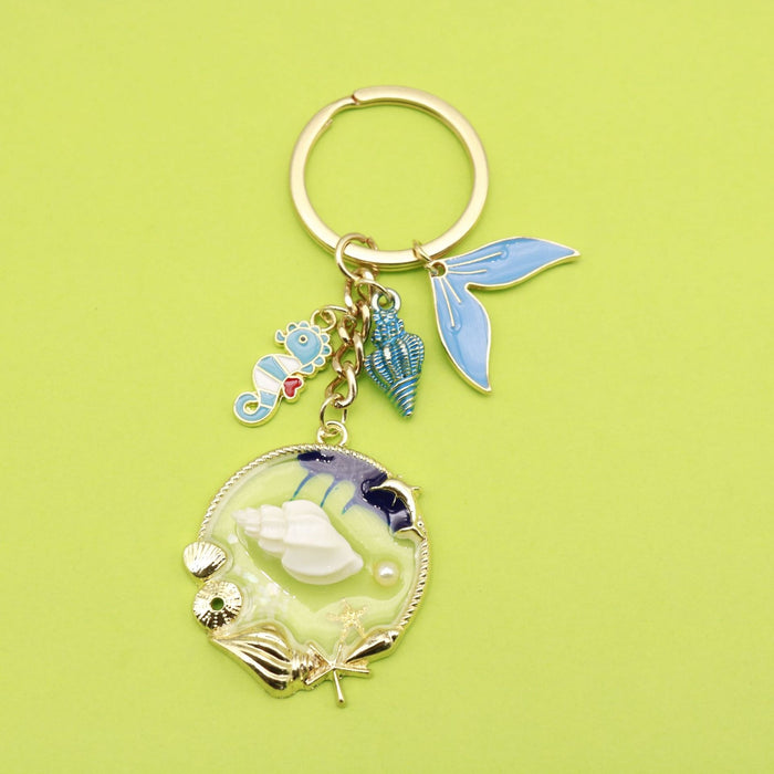 Zinc Alloy Ocean Beach Starfish Turtle Mermaid Keychain Car Charm