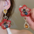Light Luxury Crystal Flower Waterdrop Stud Earrings With Silver Needle Posts For Women view 4