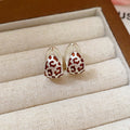 Copper Metallic Leopard Print Geometric Round Ball Stud Earrings Vintage European Style view 3