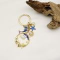 Zinc Alloy Shell Starfish Pearl Keychain Bag Charm Gift view 4