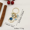 Metal Sea Turtle Mermaid Starfish Keychain Car Charm view 2