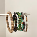 Vintage Ethnic Irregular Wood And Coconut Shell Beaded Bracelet With Geometric Design view 1