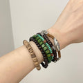 Vintage Ethnic Irregular Wood And Coconut Shell Beaded Bracelet With Geometric Design view 4