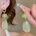Vintage Irregular Resin Geometric Teardrop Drop Earrings With Silver Pin Studs view 3