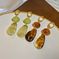 Vintage Irregular Resin Geometric Teardrop Drop Earrings With Silver Pin Studs view 2
