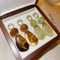 Vintage Irregular Resin Geometric Teardrop Drop Earrings With Silver Pin Studs view 4