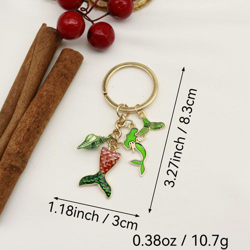 Metal Ocean Starfish Turtle Mermaid Keychain Bag Charm