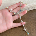 Light Luxury Cross Tassel Artificial Crystal Water Drop Geometric Necklace For Women Elegant Collarbone Chain view 3