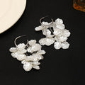 Elegant Silver Needle Shell Petal Tassel Hoop Earrings For Women Beach Vacation Light Luxury Acrylic Earrings view 4