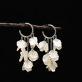 Elegant Silver Needle Shell Petal Tassel Hoop Earrings For Women Beach Vacation Light Luxury Acrylic Earrings view 2